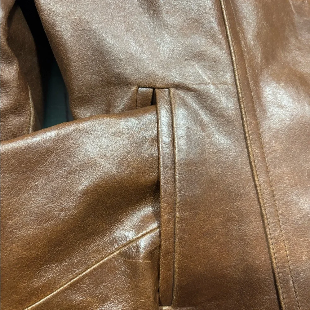 Wilson Classic Brown Leather Button-Front Jacket Size Small